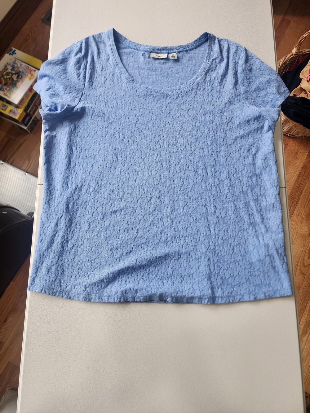 L.L.Bean Powder Blue Textured Short Sleeve Tee